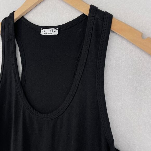 LA CLEF Dress XL Scoop Neck Racerback Stretch Cotton Sheath Tank USA Black - Picture 6 of 13